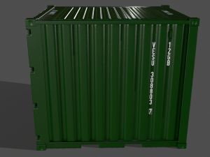 pbr 10 ft storage container - green 3D 模型