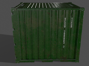 pbr 10 ft storage container - green 3D 模型