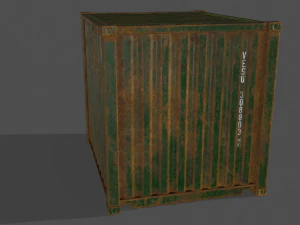 pbr 10 ft storage container - green 3D Model
