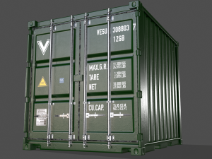 pbr 10 ft storage container - green 3D 模型