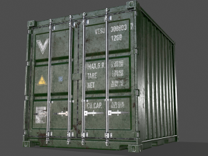 pbr 10 ft storage container - green 3D 模型