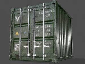pbr 10 ft storage container - green 3D Model