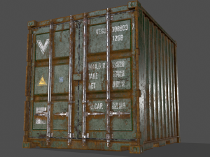pbr 10 ft storage container - green 3D 模型