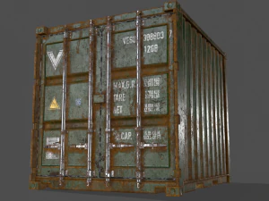pbr 10 ft storage container - green 3D Model