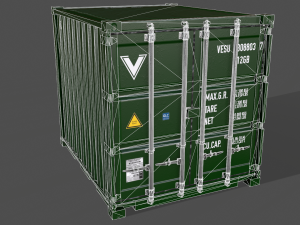 pbr 10 ft storage container - green 3D 模型