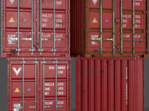 pbr 10 ft storage container - red Modelo 3D