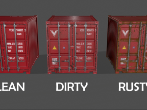 pbr 10 ft storage container - red 3D Модель