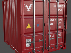 pbr 10 ft storage container - red 3D Модель