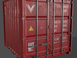 pbr 10 ft storage container - red 3D Модель