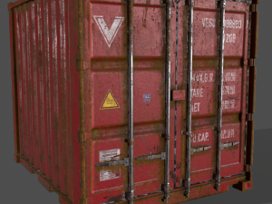 pbr 10 ft storage container - red 3D Модель