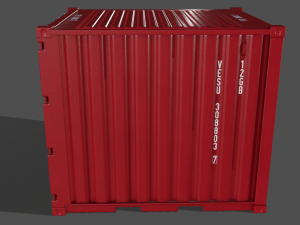 pbr 10 ft storage container - red 3D Модель
