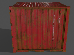 pbr 10 ft storage container - red 3D Модель
