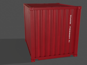 pbr 10 ft storage container - red 3D Модель