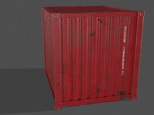 pbr 10 ft storage container - red 3D Модель