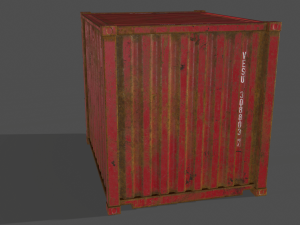 pbr 10 ft storage container - red 3D Модель