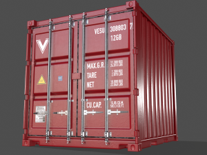 pbr 10 ft storage container - red 3D Модель