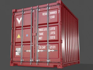 pbr 10 ft storage container - red 3D Model