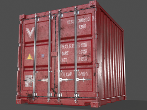 pbr 10 ft storage container - red 3D Модель