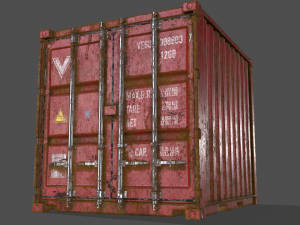 pbr 10 ft storage container - red 3D Модель
