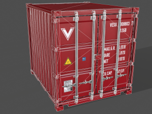pbr 10 ft storage container - red 3D Модель