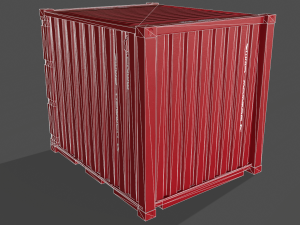 pbr 10 ft storage container - red 3D Модель