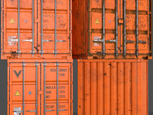pbr 10 ft storage container - orange 3D Model