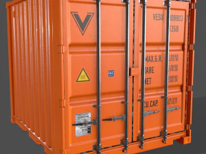 pbr 10 ft storage container - orange 3D Model