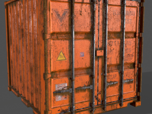 pbr 10 ft storage container - orange 3D Модель
