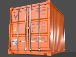 pbr 10 ft storage container - orange 3D Модель