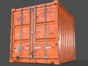 pbr 10 ft storage container - orange 3D Модель