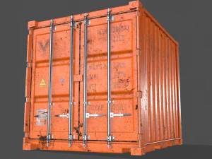 pbr 10 ft storage container - orange 3D Model