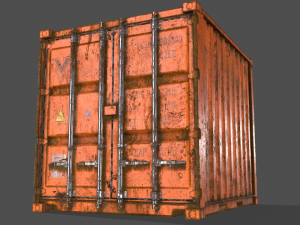 pbr 10 ft storage container - orange 3D Модель