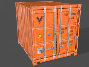 pbr 10 ft storage container - orange 3D Model
