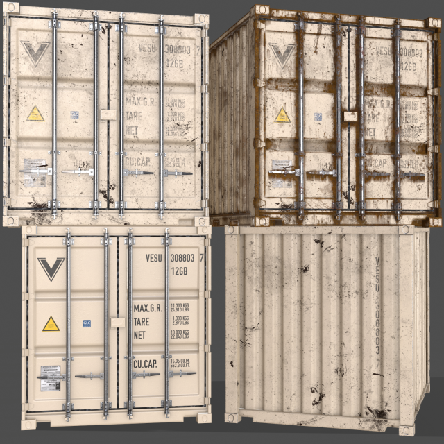 pbr 10 ft storage container - white Modelo 3D .c4d .max .obj .3ds .fbx .stl .blend 