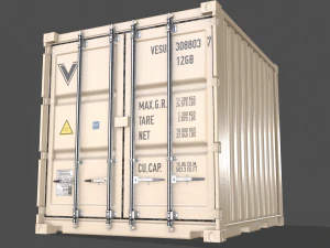 pbr 10 ft storage container - white 3D Model
