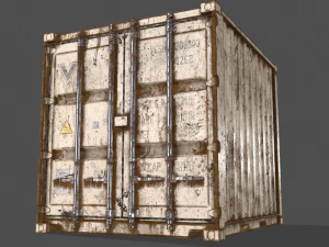 pbr 10 ft storage container - white 3D Model