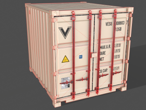 pbr 10 ft storage container - white Modelo 3D
