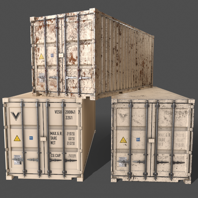 pbr 20 ft shipping cargo container - white 3D Model .c4d .max .obj .3ds .fbx .stl .blend 
