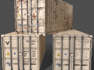 pbr 20 ft shipping cargo container - white Modelo 3D