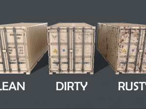 pbr 20 ft shipping cargo container - white 3D Model