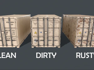 pbr 20 ft shipping cargo container - white 3D Model
