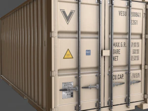 pbr 20 ft shipping cargo container - white 3D Model