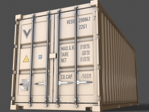 pbr 20 ft shipping cargo container - white 3D Model