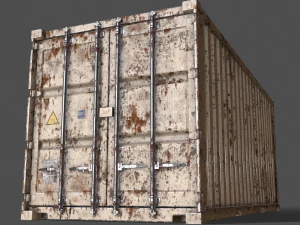 pbr 20 ft shipping cargo container - white 3D Model