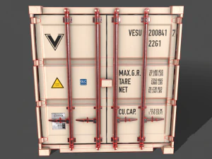 pbr 20 ft shipping cargo container - white 3D Model