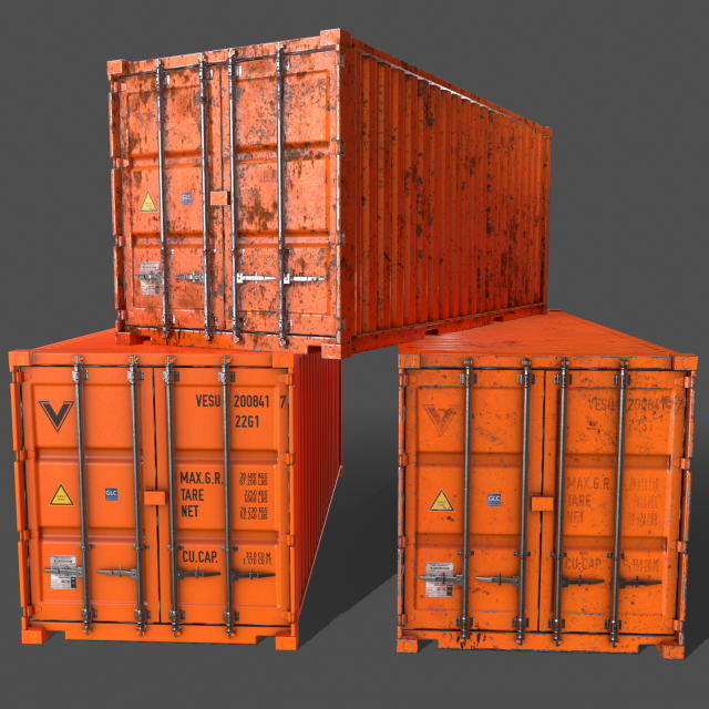 pbr 20 ft shipping cargo container - orange Modelo 3D .c4d .max .obj .3ds .fbx .stl .blend 