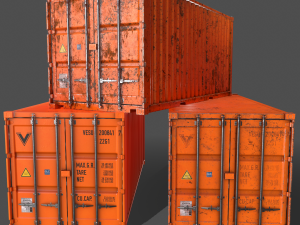 pbr 20 ft shipping cargo container - orange 3D Model