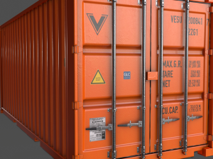 pbr 20 ft shipping cargo container - orange Modelo 3D