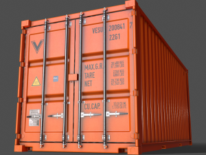 pbr 20 ft shipping cargo container - orange Modelo 3D