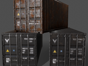 pbr 20 ft shipping cargo container - black Modelo 3D